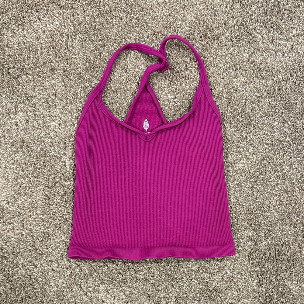 FP Movement by Free People - Magenta Ribbed v-neck Cami, razor back, size XS/S